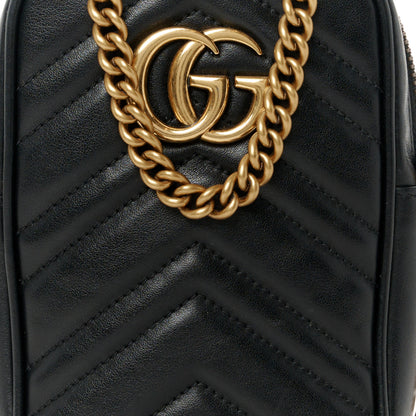 Gucci Calfskin Matelasse Mini GG Marmont Crossbody Bag Black 8 of 11