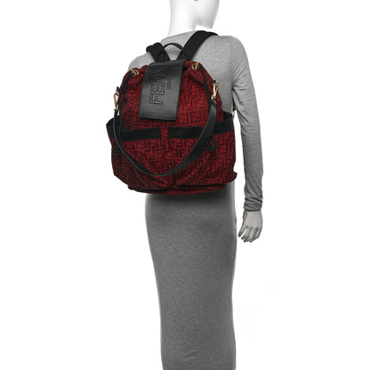 Fendi Recycled Fabric Jacquard Vitello Grace FF 1974 Large Fendi Strike Backpack Rosso Marlboro Black 2 of 10