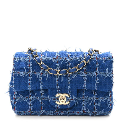 Chanel Tweed Quilted Mini Rectangular Flap Blue Multicolor 1 of 10