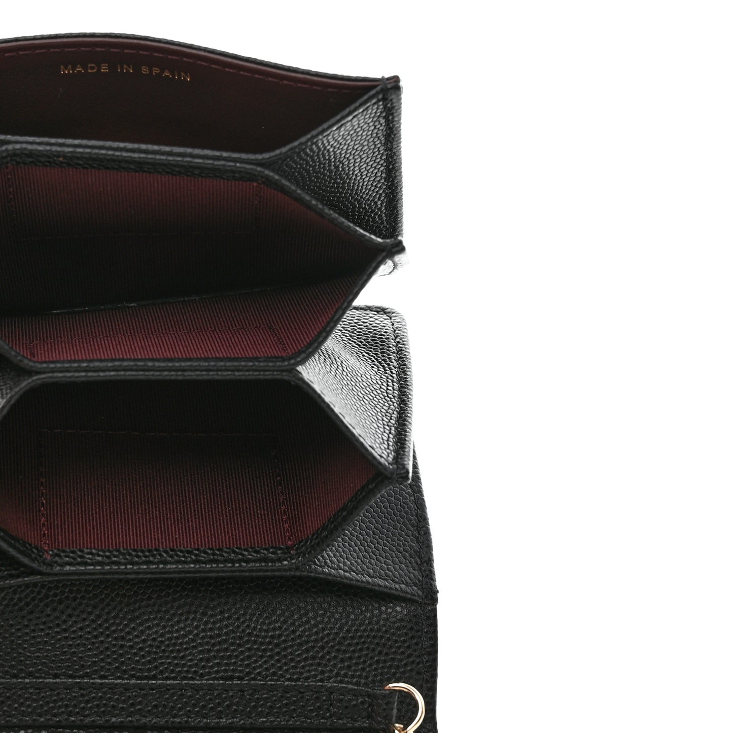Caviar Quilted Flap Card Holder On Chain Black