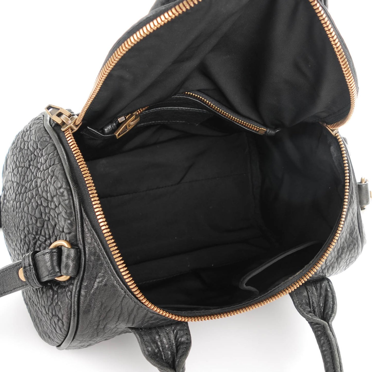 Pebbled Lambskin Rockie Black Antique Brass Hardware