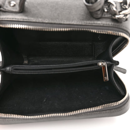 Chanel Metallic Caviar Quilted Medium CC Filigree Vanity Case Dark Silver 5 of 12