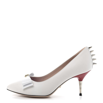 Gucci Calfskin GG Bow Sadie Spike Mid Heel Pumps 36.5 White 1 of 10