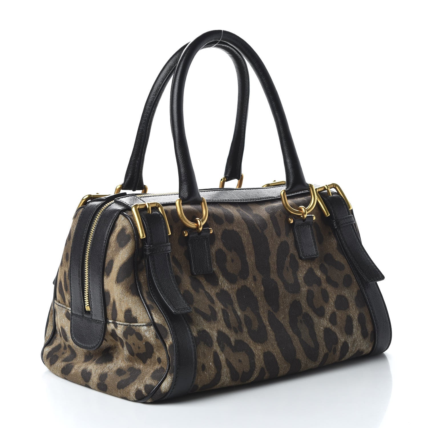 Dolce & Gabbana Canvas Leopard Print Miss Easy Way Satchel Black 3 of 9