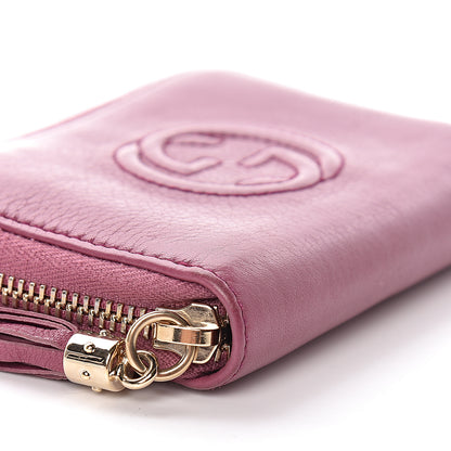 Gucci Pebbled Calfskin Soho Compact Disco Zip Around Wallet Peonia Flower 8 of 13