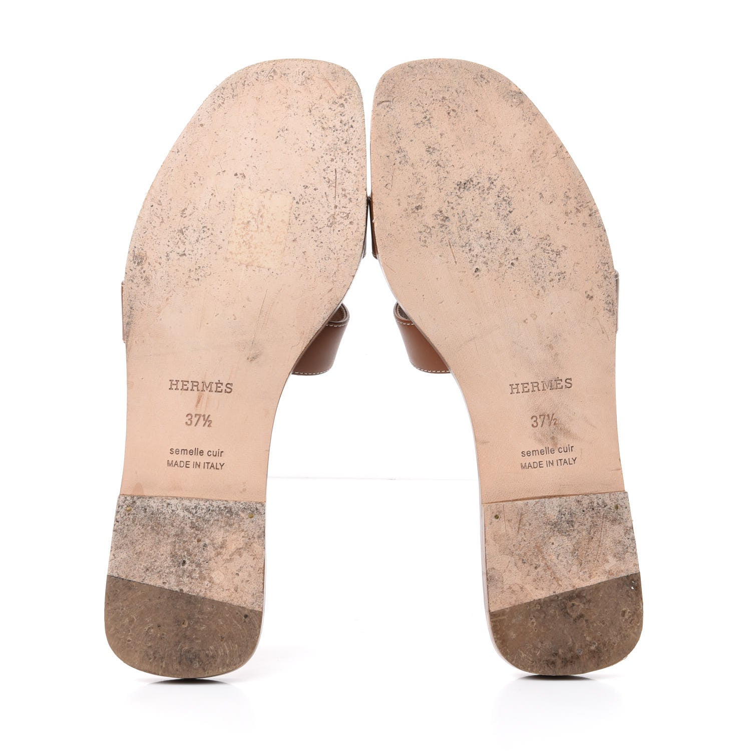 Hermes Box Calfskin Oran Sandals 37.5 Gold 6 of 11