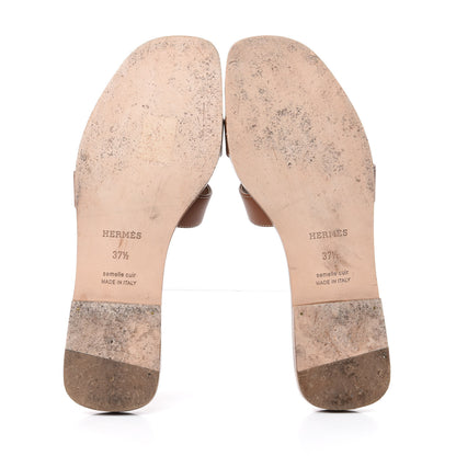 Hermes Box Calfskin Oran Sandals 37.5 Gold 6 of 11
