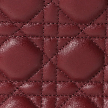 Christian Dior Lambskin Cannage Medium Lady Dior Burgundy 8 of 10