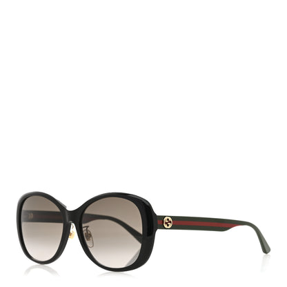 Gucci Acetate Round Eye GG Web Sunglasses GG0849SK Black Red Green 1 of 8