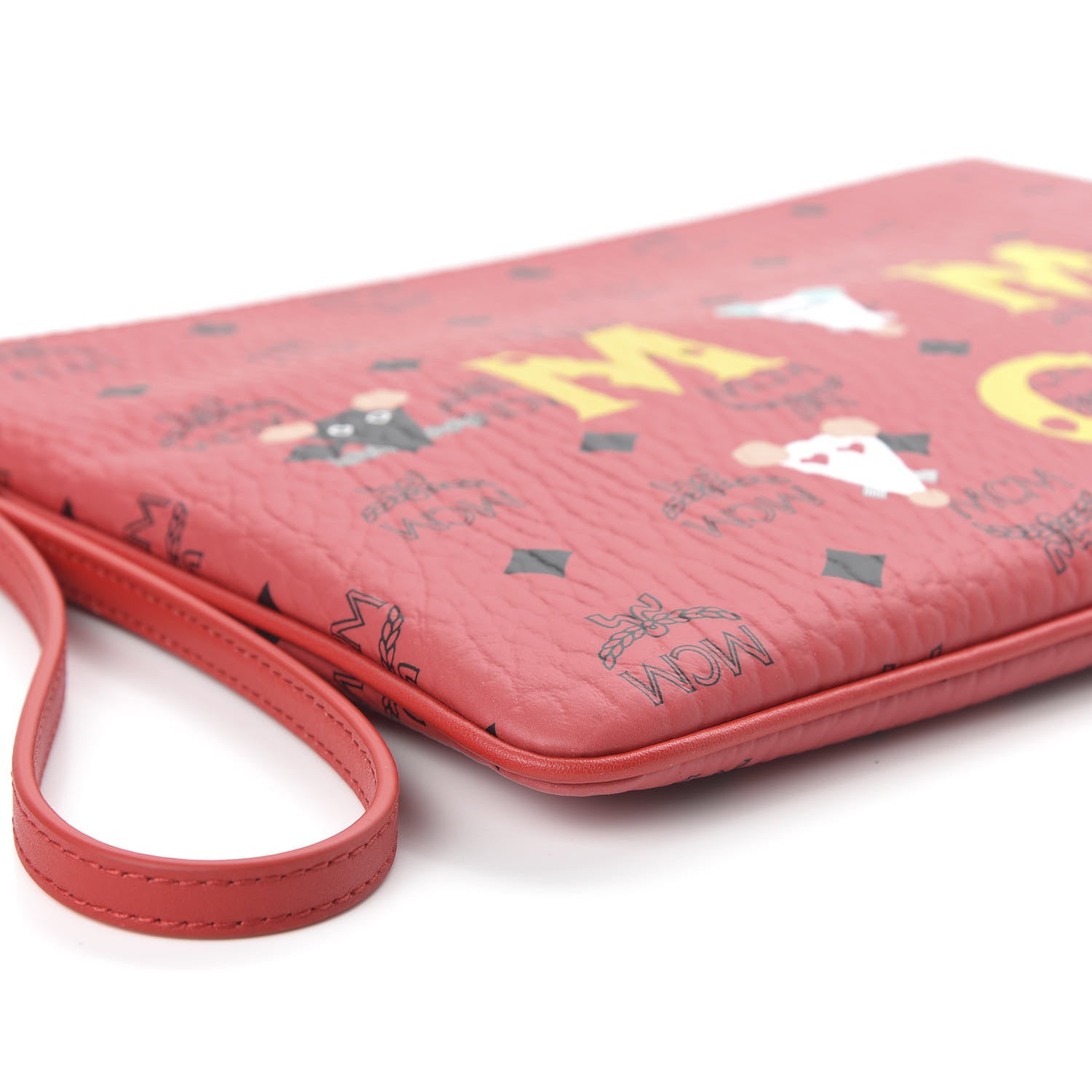 MCM Visetos Year Of The Mouse Wristlet Zip Pouch Viva Red 6 of 9
