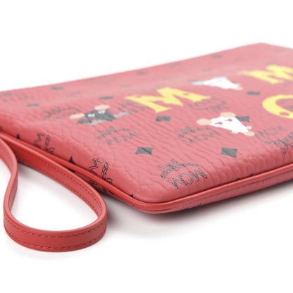 MCM Visetos Year Of The Mouse Wristlet Zip Pouch Viva Red 6 of 9