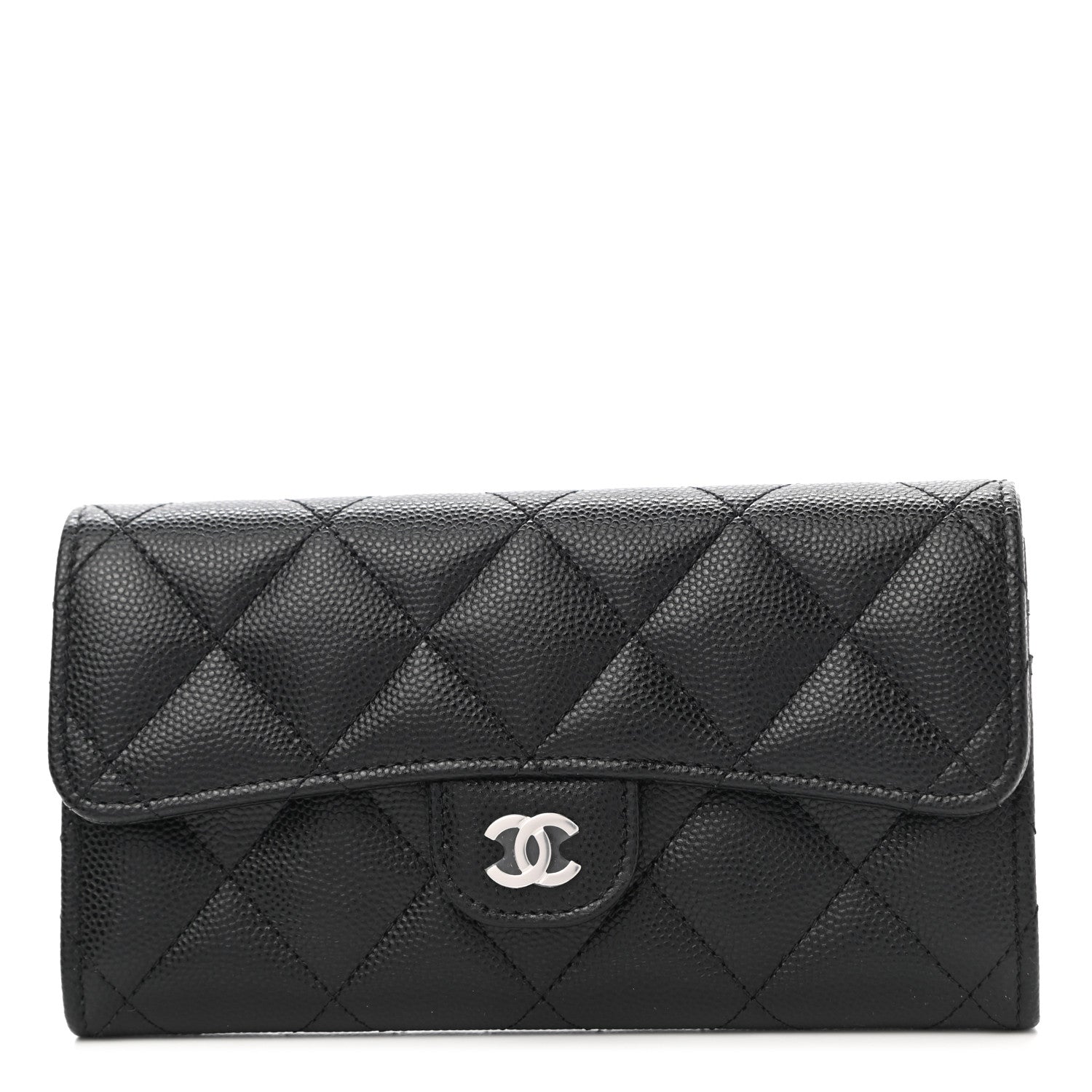 Chanel Caviar Quilted Medium Gusset Flap Wallet Black 1 of 9