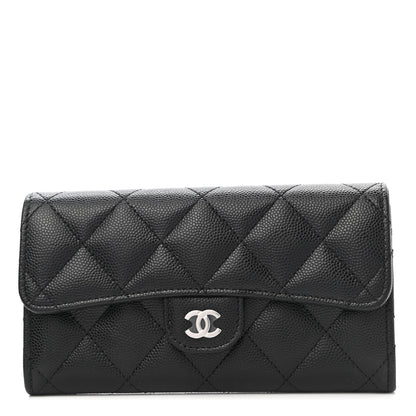 Chanel Caviar Quilted Medium Gusset Flap Wallet Black 1 of 9