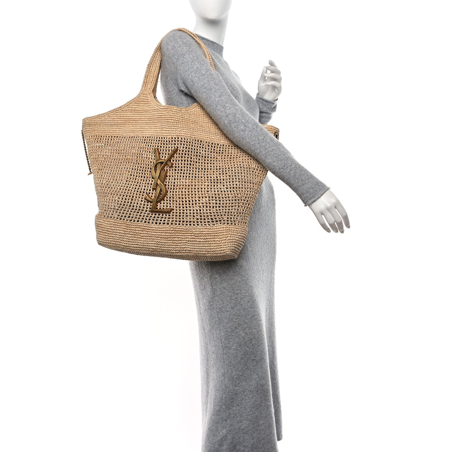 Saint Laurent Raffia Icare Shopping Tote Natural 2 of 11