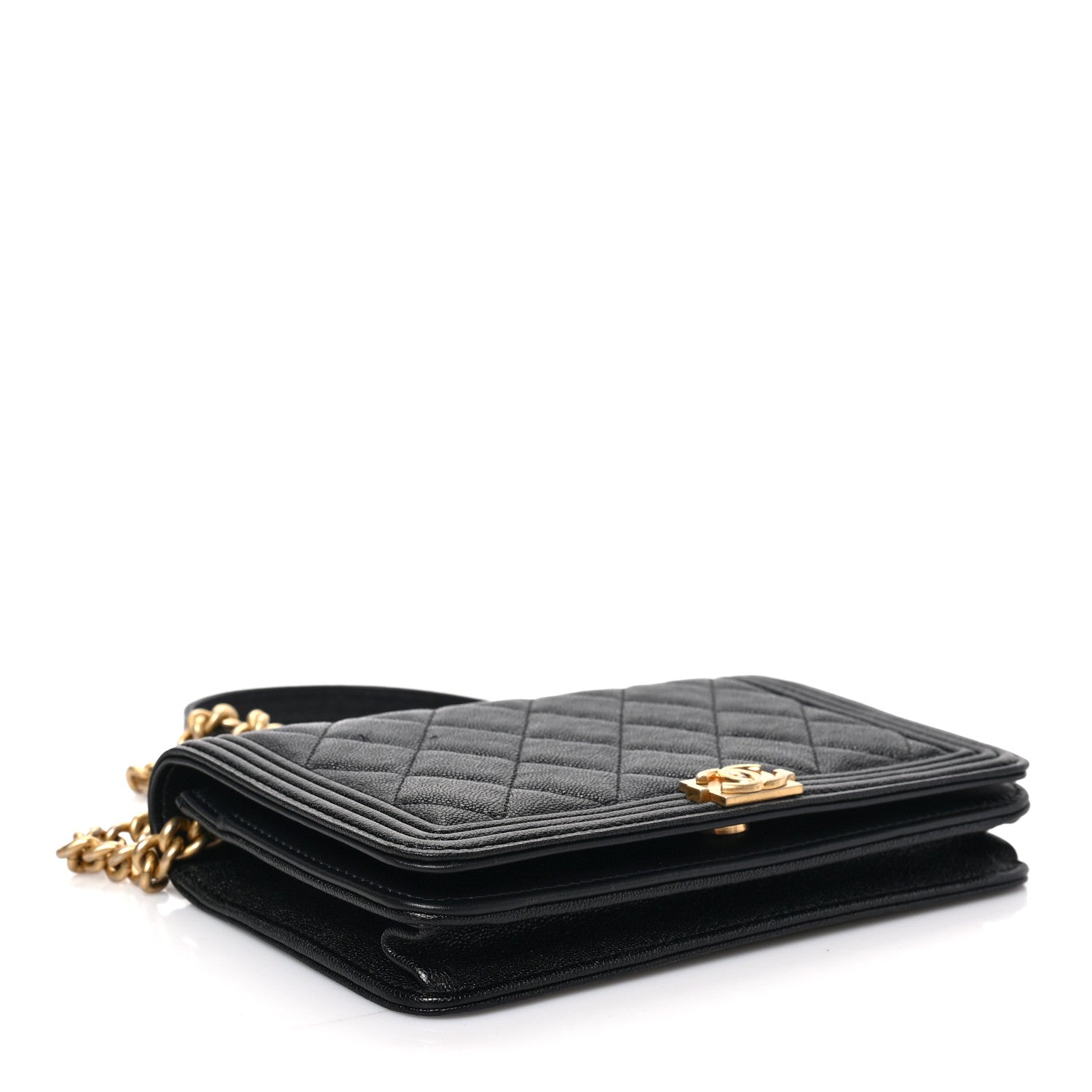 Chanel Caviar Quilted Boy Wallet On Chain WOC Black 4 of 9