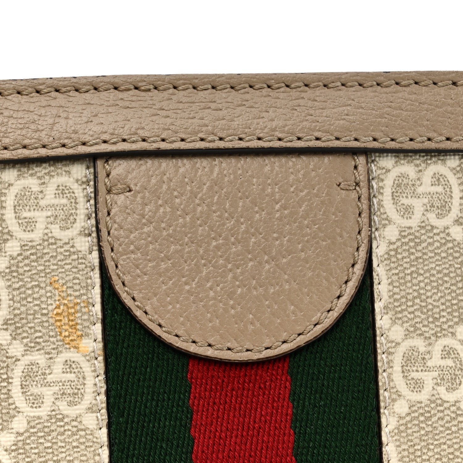 Gucci GG Supreme Monogram Textured Dollar Calfskin Web Medium Ophidia Shopping Tote Beige Mystic White Oatmeal 12 of 15