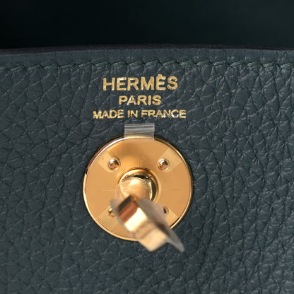 Hermes Taurillon Clemence Mini Lindy 20 Vert Cypress 6 of 10