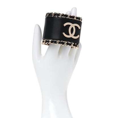 Chanel Lambskin Chain CC Cuff Black Gold 2 of 13