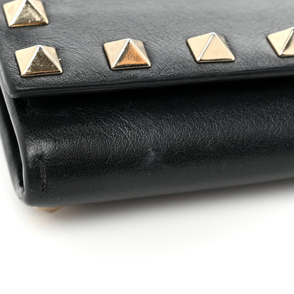 Valentino Garavani Vitello Rockstud Flap Wallet on Chain Black 22 of 27