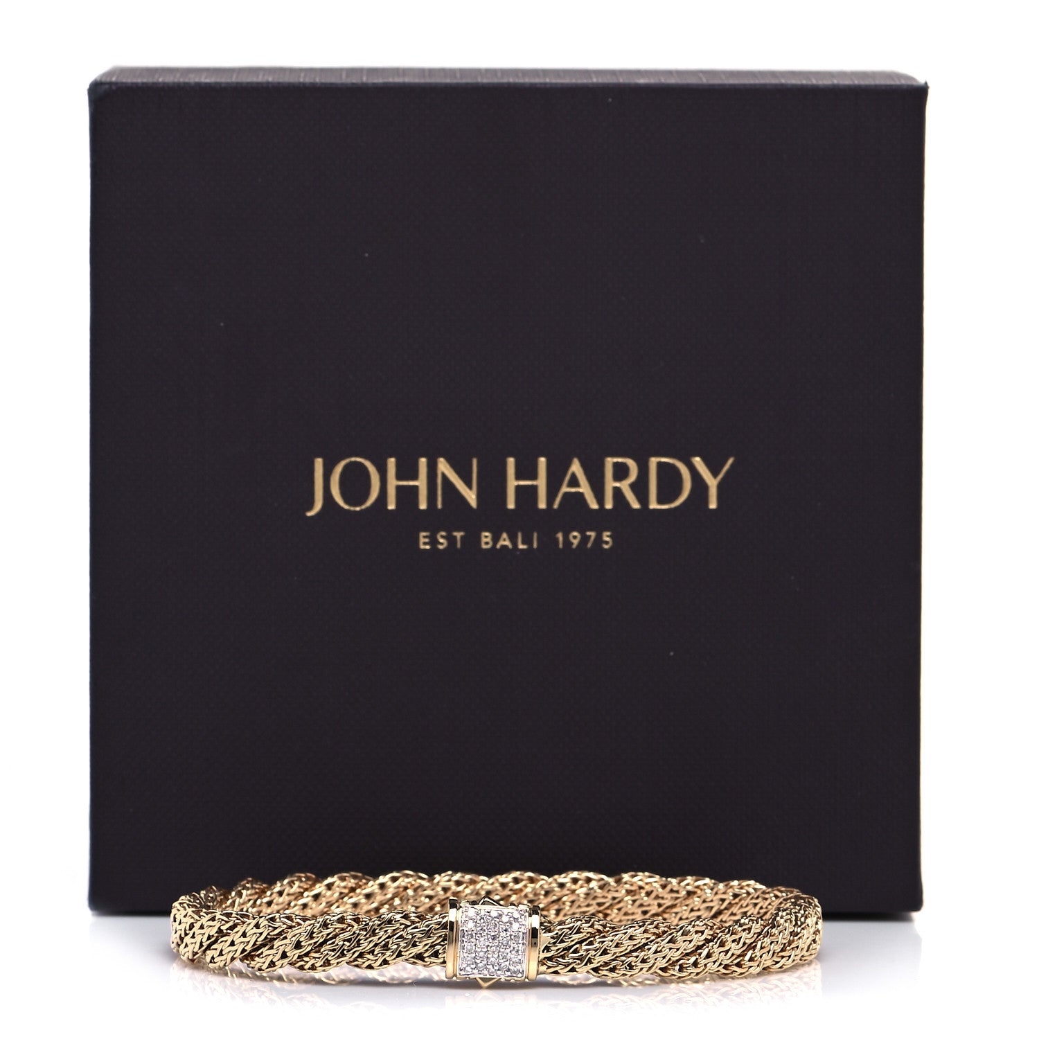 John Hardy 18K Yellow Gold Diamond 6mm Classic Twist Chain Bracelet 5 of 5