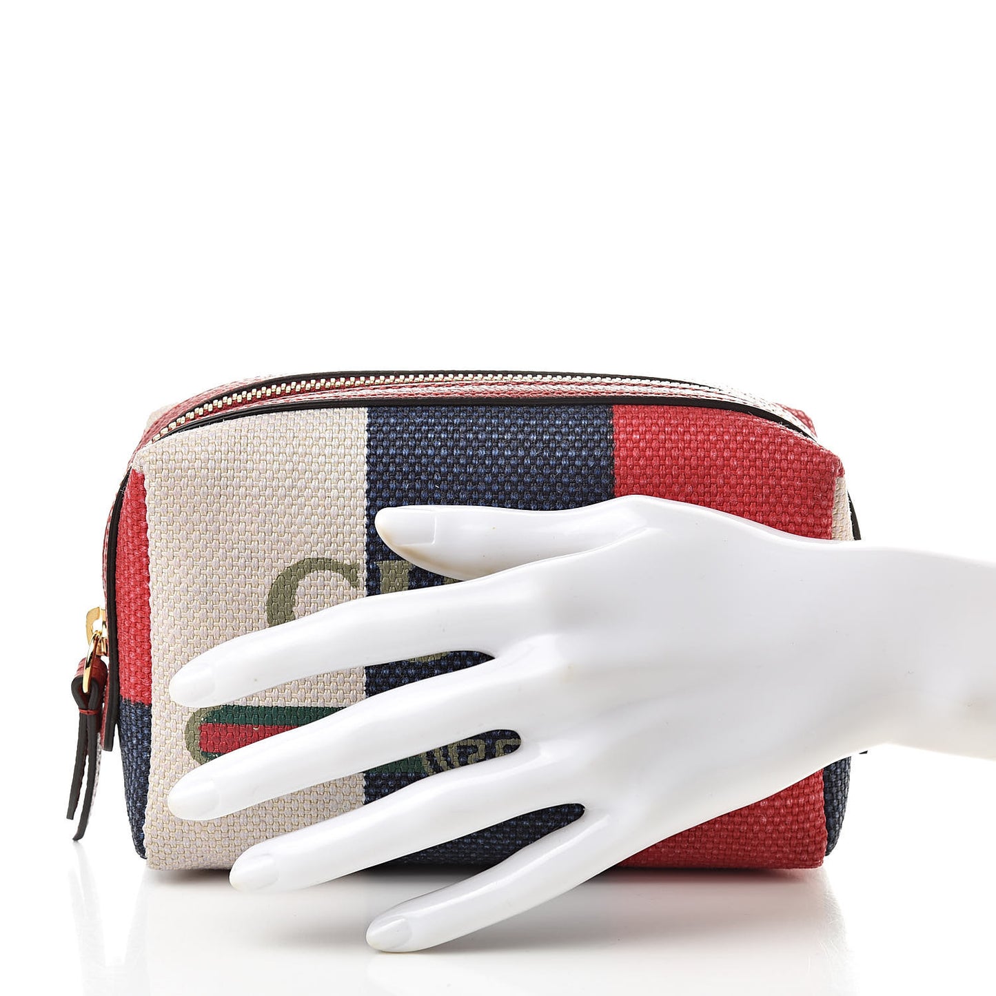 Canvas Sylvie Stripe Logo Cosmetic Case Mystic White Hibiscus Red Maritime