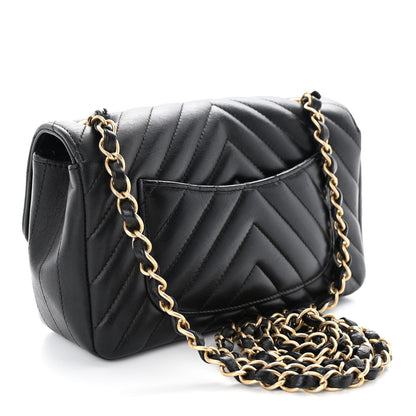 Chanel Lambskin Chevron Quilted Mini Rectangular Flap Black 3 of 11