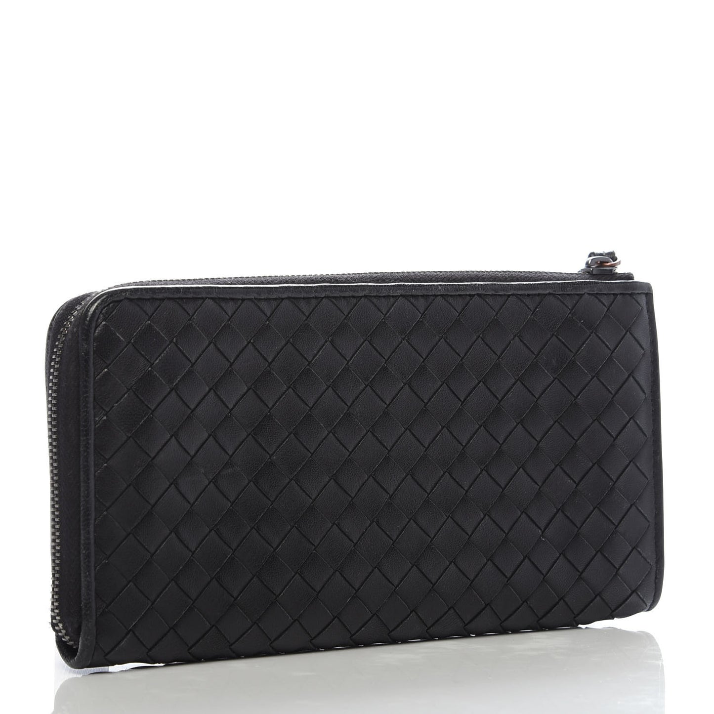 Nappa Intrecciato Zip Around Wallet Black
