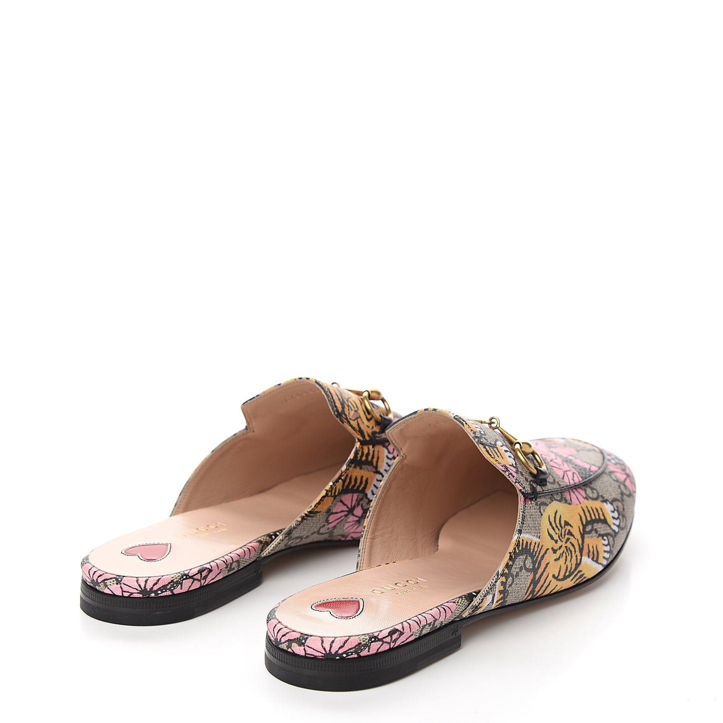 GG Supreme Monogram Bengal Womens Princetown Slippers 38 Beige Crop Pink