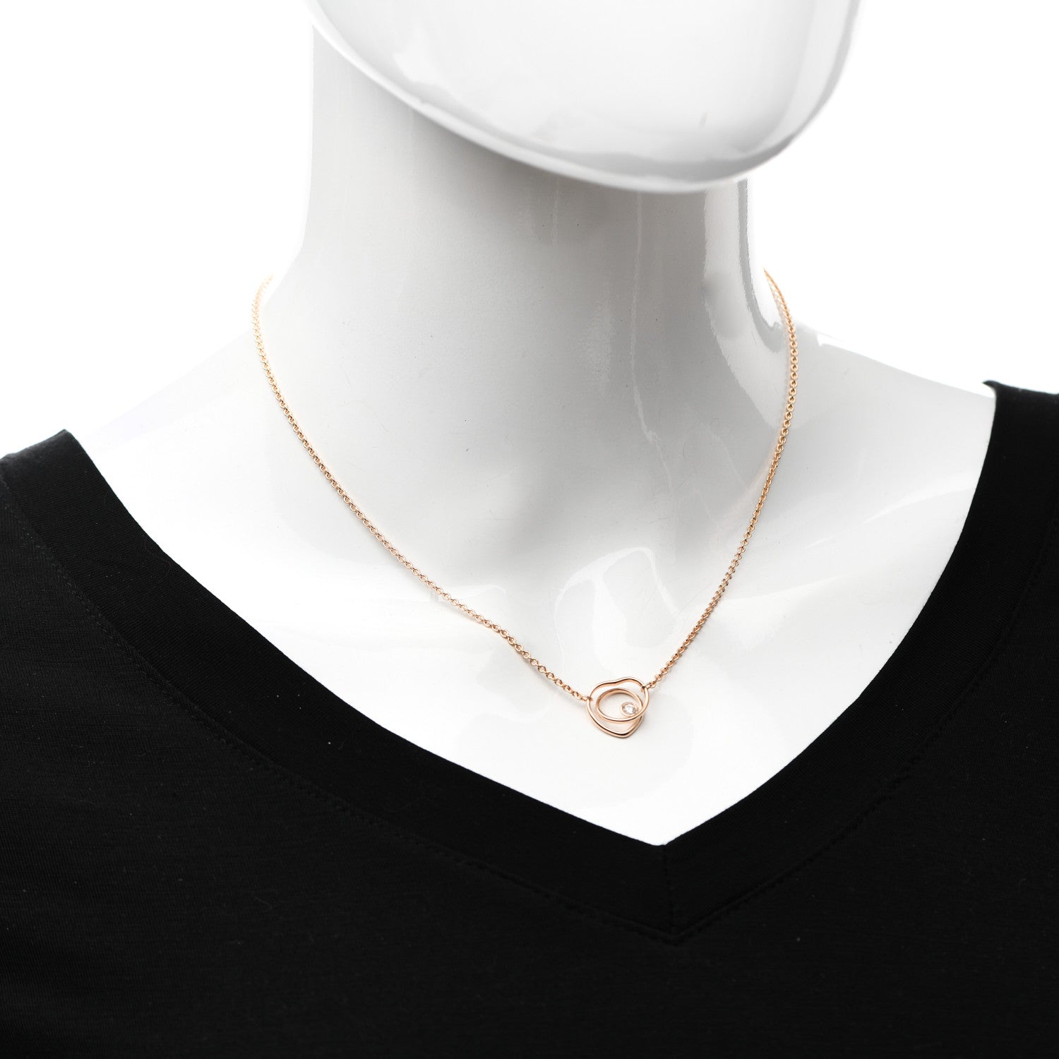 Hermes 18K Rose Gold Diamond TPM Vertige Coeur Necklace ST 2 of 5