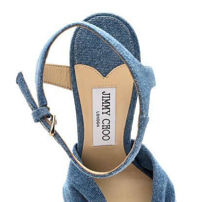 Jimmy Choo Denim Heloise Platform Sandals 39.5 Blue 7 of 7