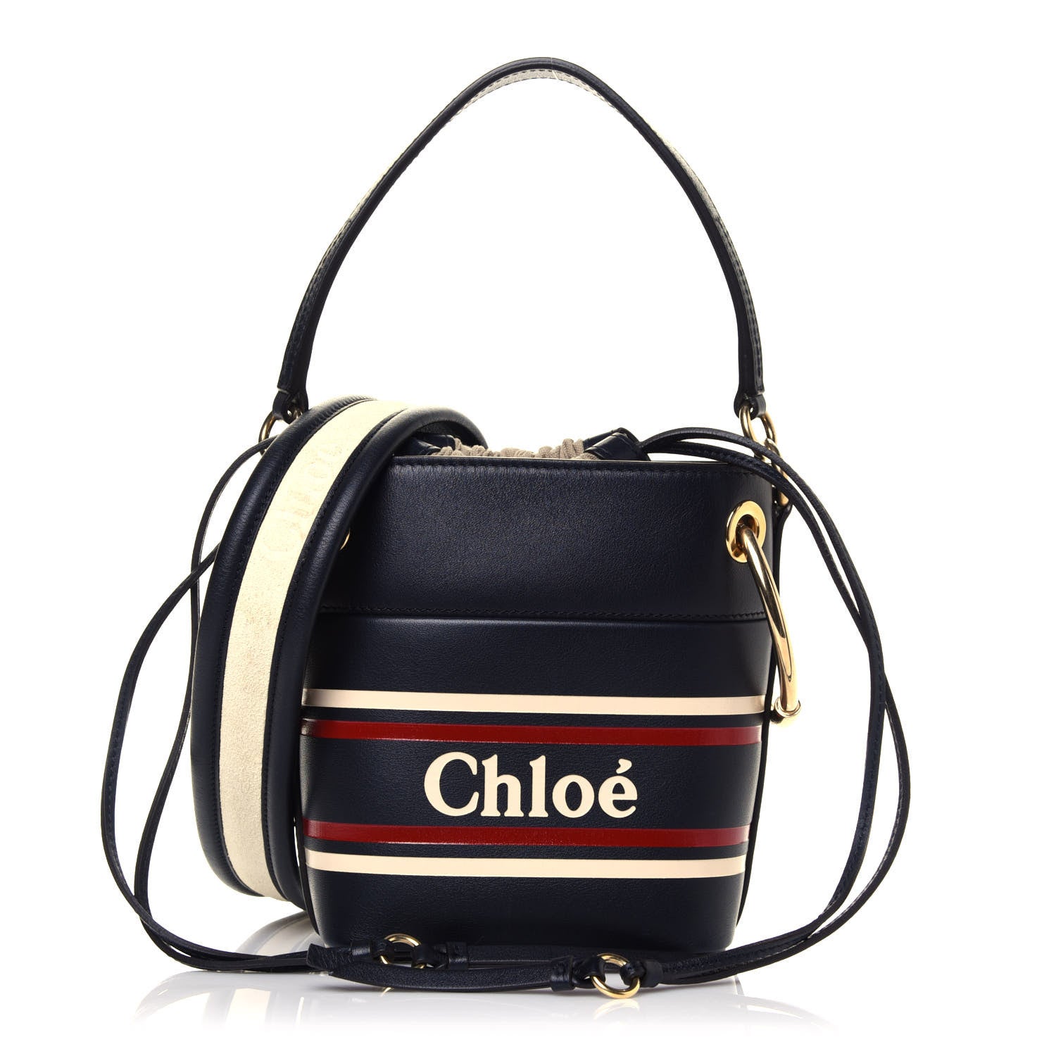 Chloe Smooth Calfskin Logo Mini Roy Bucket Bag Full Blue 1 of 13