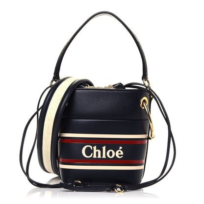 Chloe Smooth Calfskin Logo Mini Roy Bucket Bag Full Blue 1 of 13
