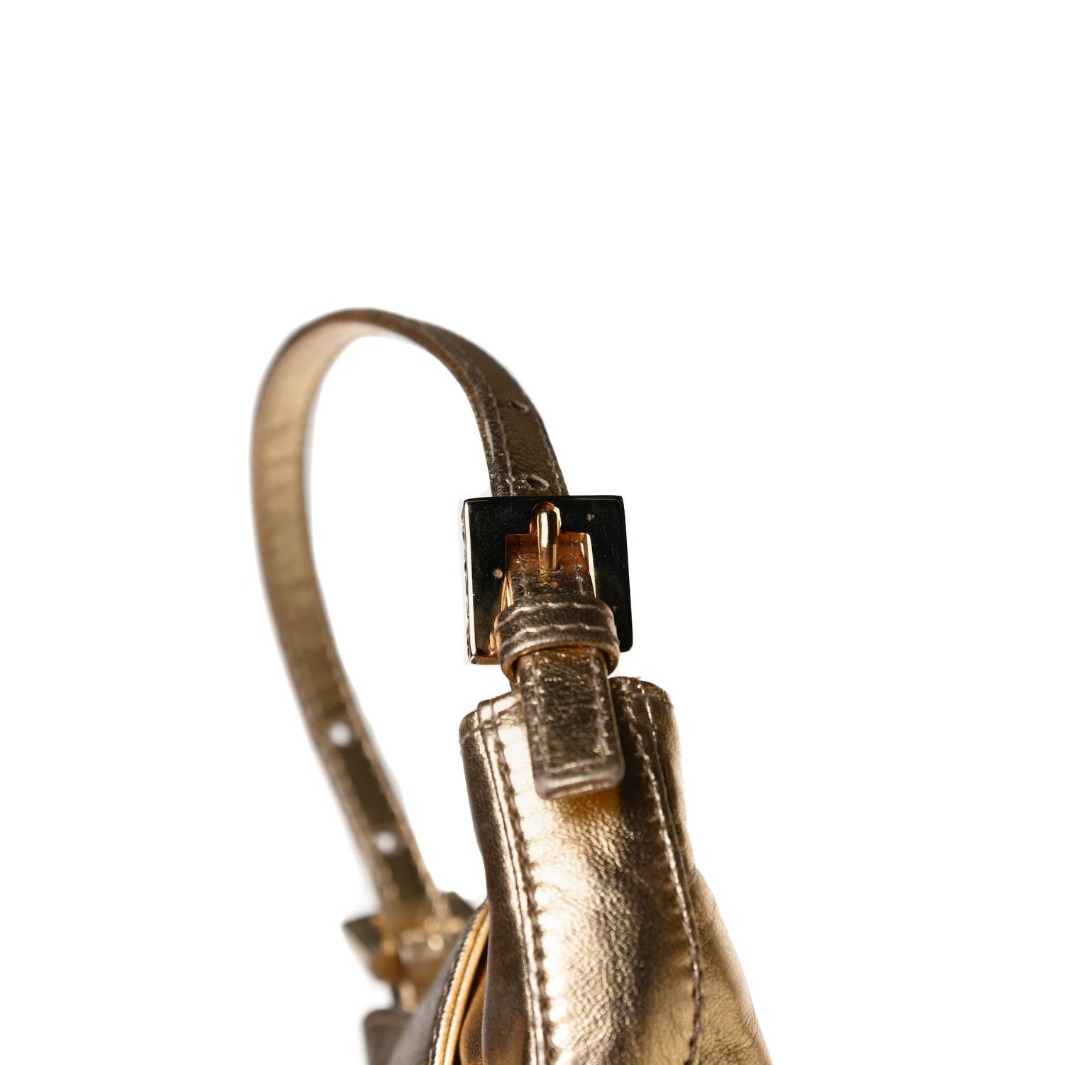 Fendi Metallic Calfskin Crystal Mini Half Moon Baguette Gold 11 of 12