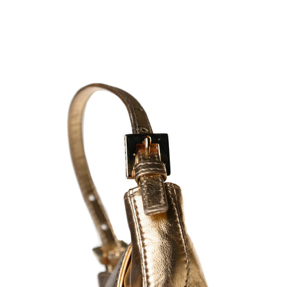 Fendi Metallic Calfskin Crystal Mini Half Moon Baguette Gold 11 of 12