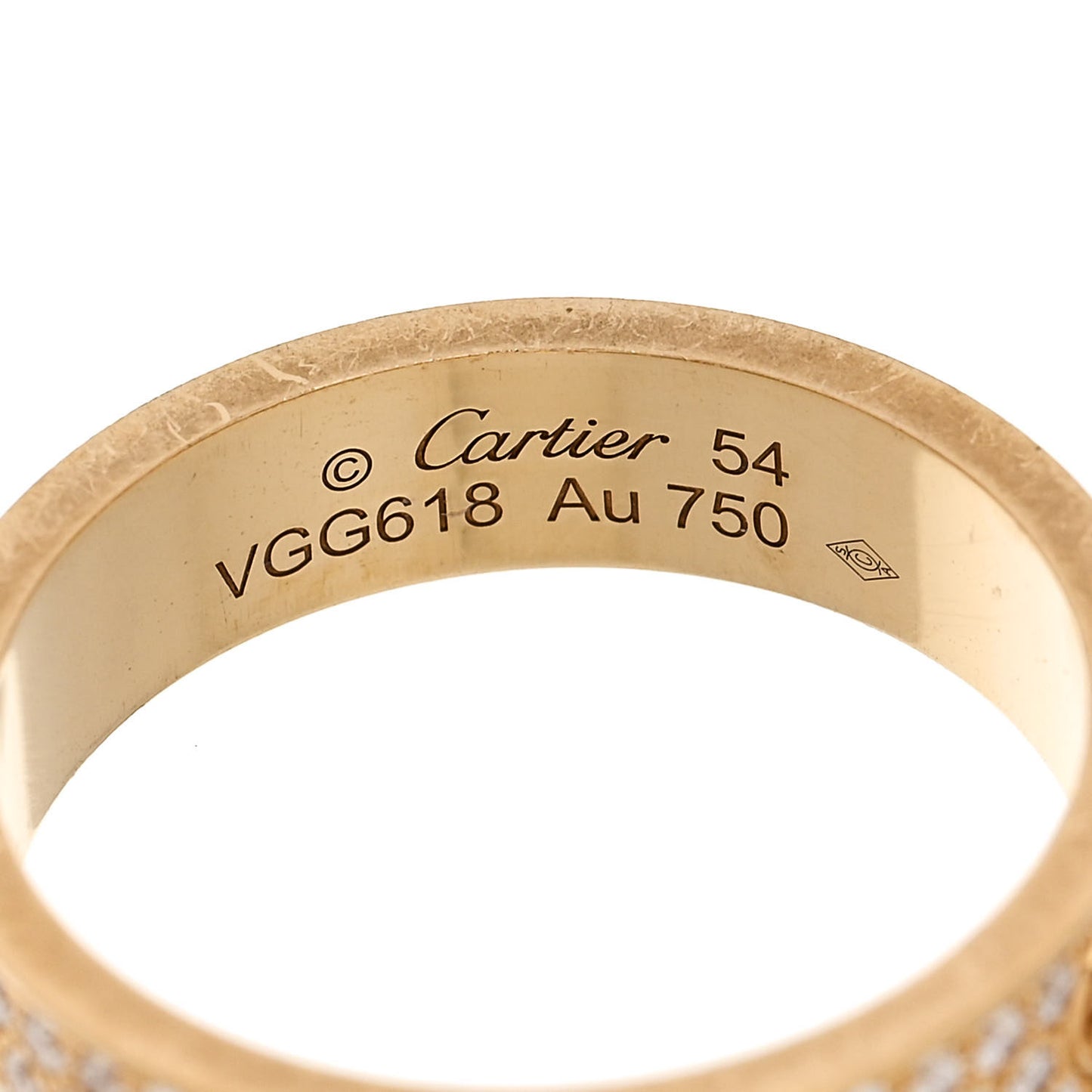 18K Yellow Gold Diamond 5mm LOVE Wedding Paved Band Ring 54 7