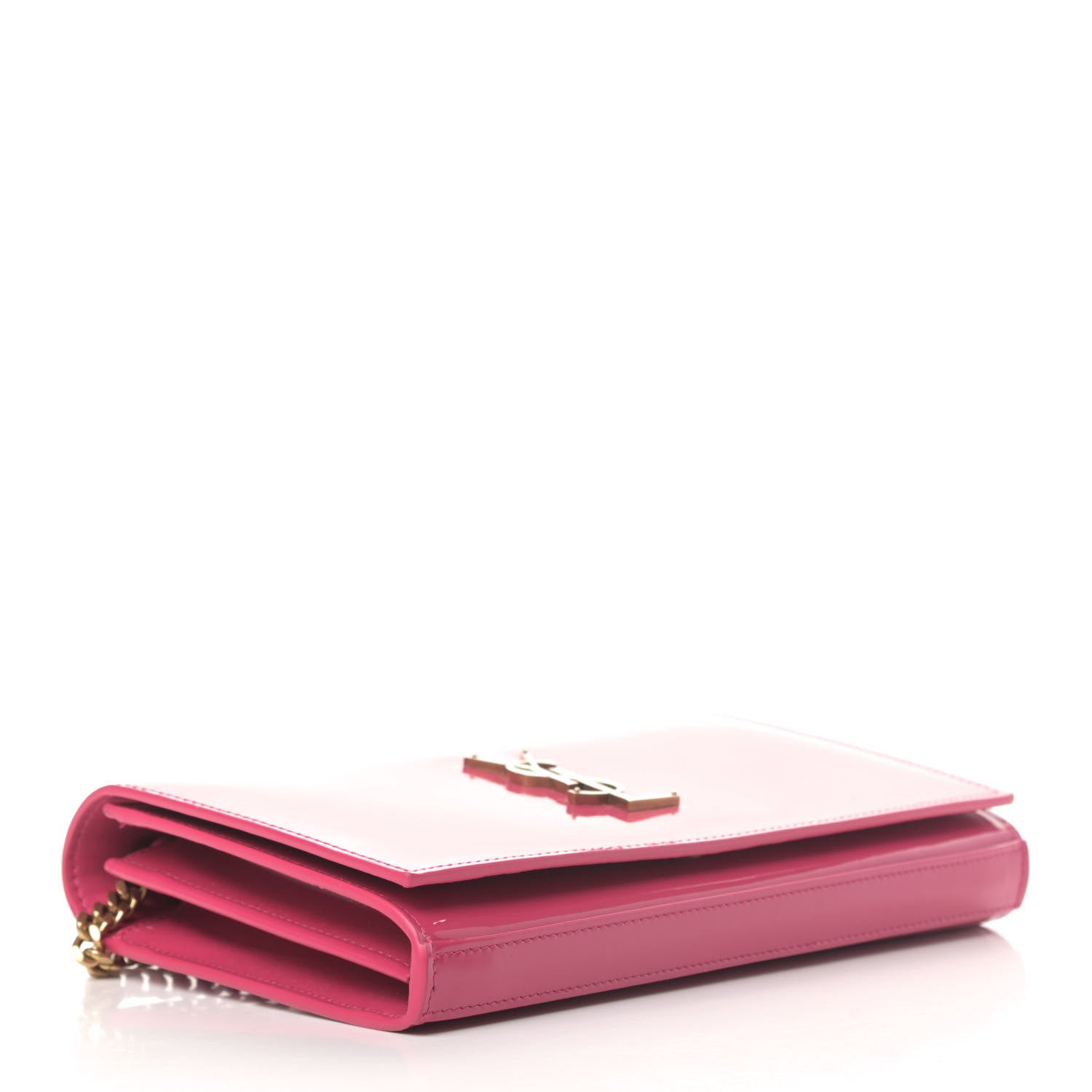 Saint Laurent Patent Calfskin Monogram Kate Chain Wallet Fresh Fuxia 3 of 5