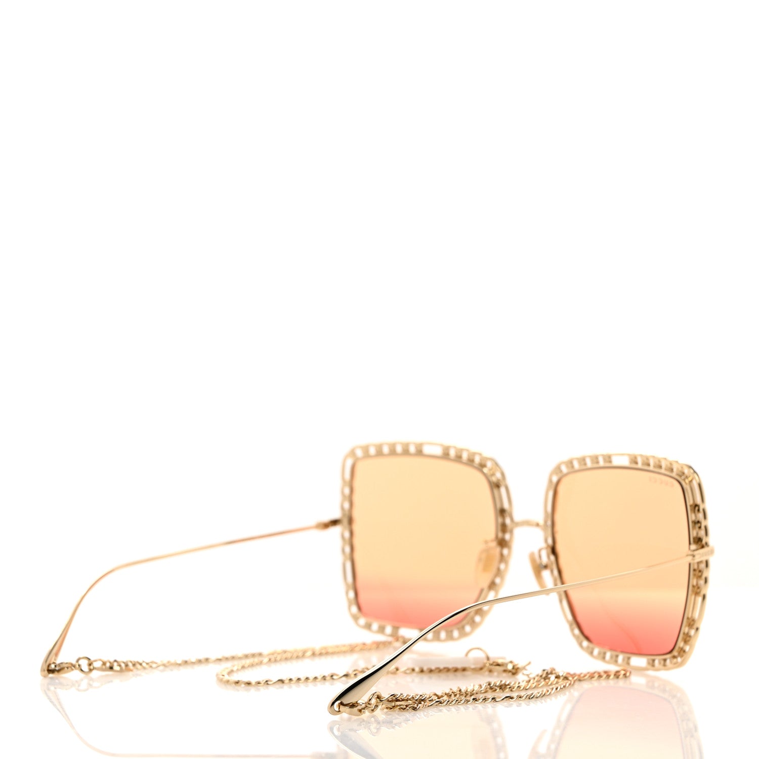 Gucci Square Frame Oversized Sunglasses GG1033S Gold Orange 4 of 9