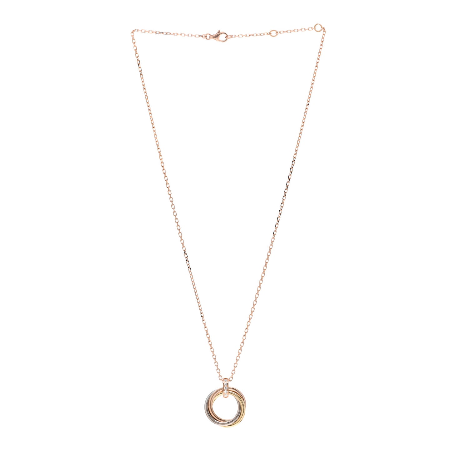 18K Pink White Yellow Gold Diamond Trinity Pendant Necklace