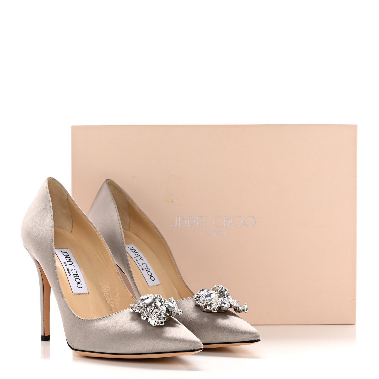 Jimmy Choo Satin Crystal Pumps 38.5 Grey 10 of 10