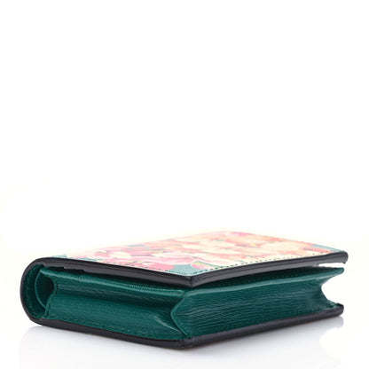 Gucci Shangai Calfskin Blooms Print Card Case Wallet Clear Bright Emerald Multicolor 4 of 7