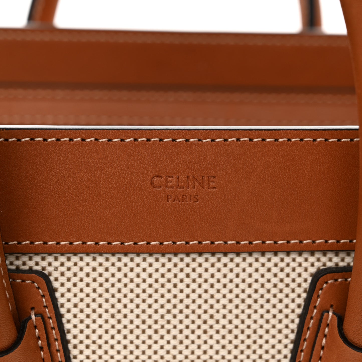 Textile Smooth Calfskin Nano Luggage Tan White