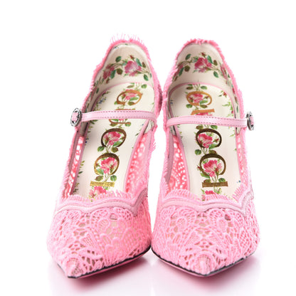 Gucci Lace Pizzo Venice Pumps 37 Sugar Pink 2 of 9