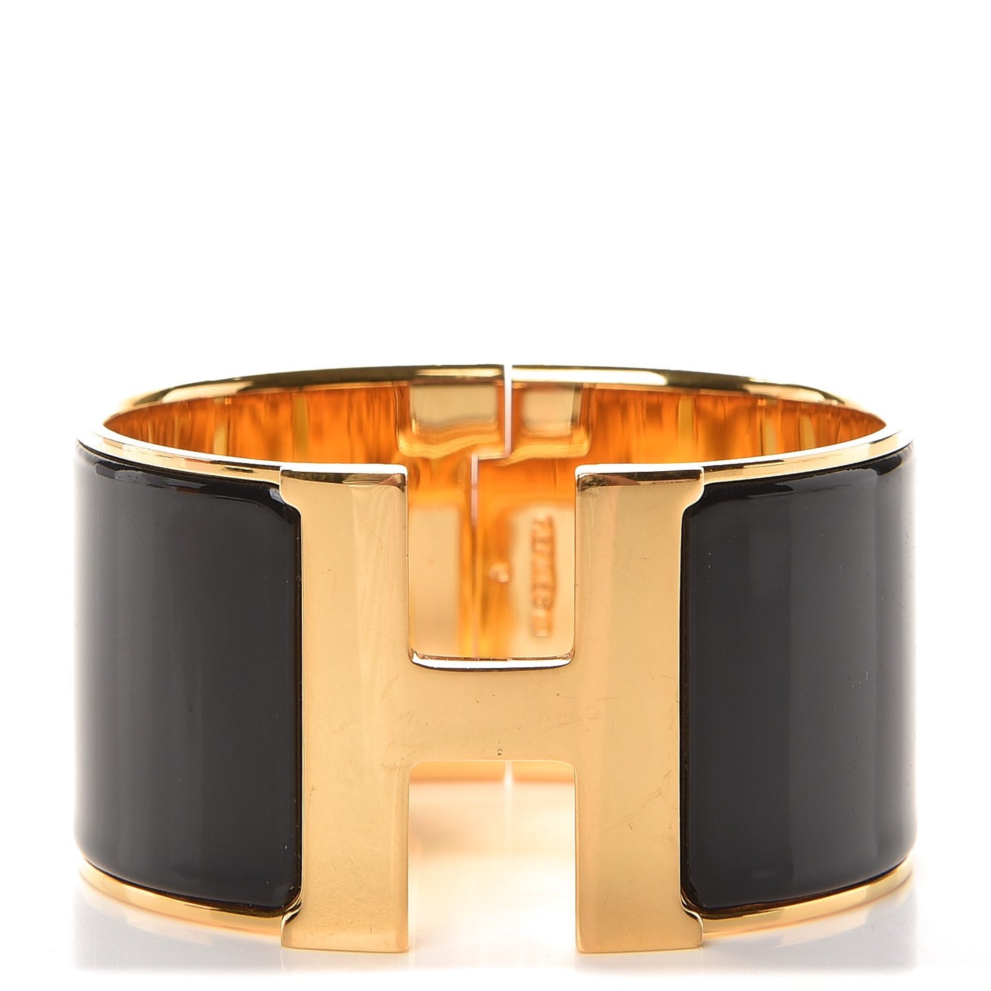 Enamel Extra Wide Clic Clac H Bracelet GM Black