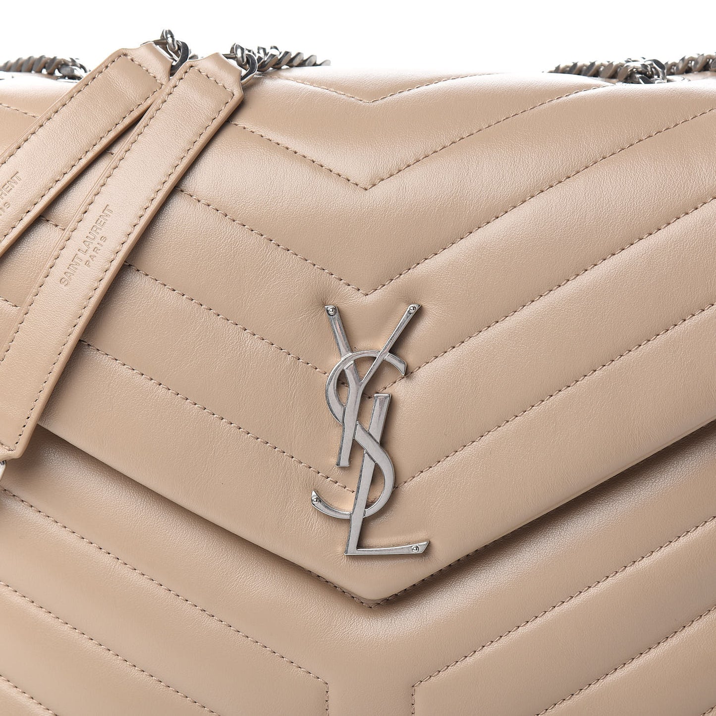 Calfskin Y Quilted Monogram Medium Loulou Chain Satchel Dark Beige