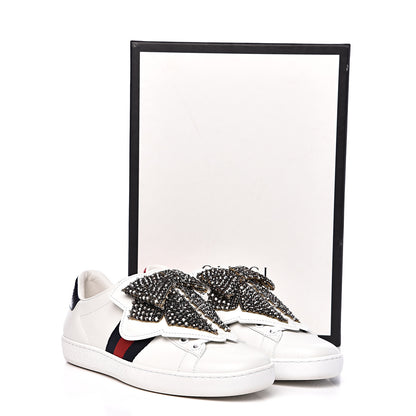 Gucci Calfskin Ayers Web Womens Ace Bow Lace Sneakers 35.5 White 10 of 10