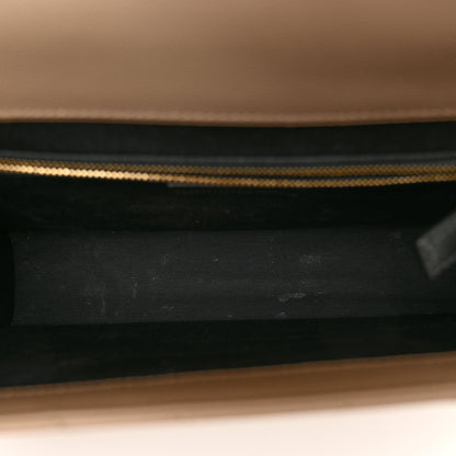 Saint Laurent Grain De Poudre Matelasse Chevron Large Monogram Satchel Dark Beige 5 of 13