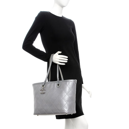 Chanel Metallic Grained Calfskin Shopping Fever Tote Silver 2 of 12