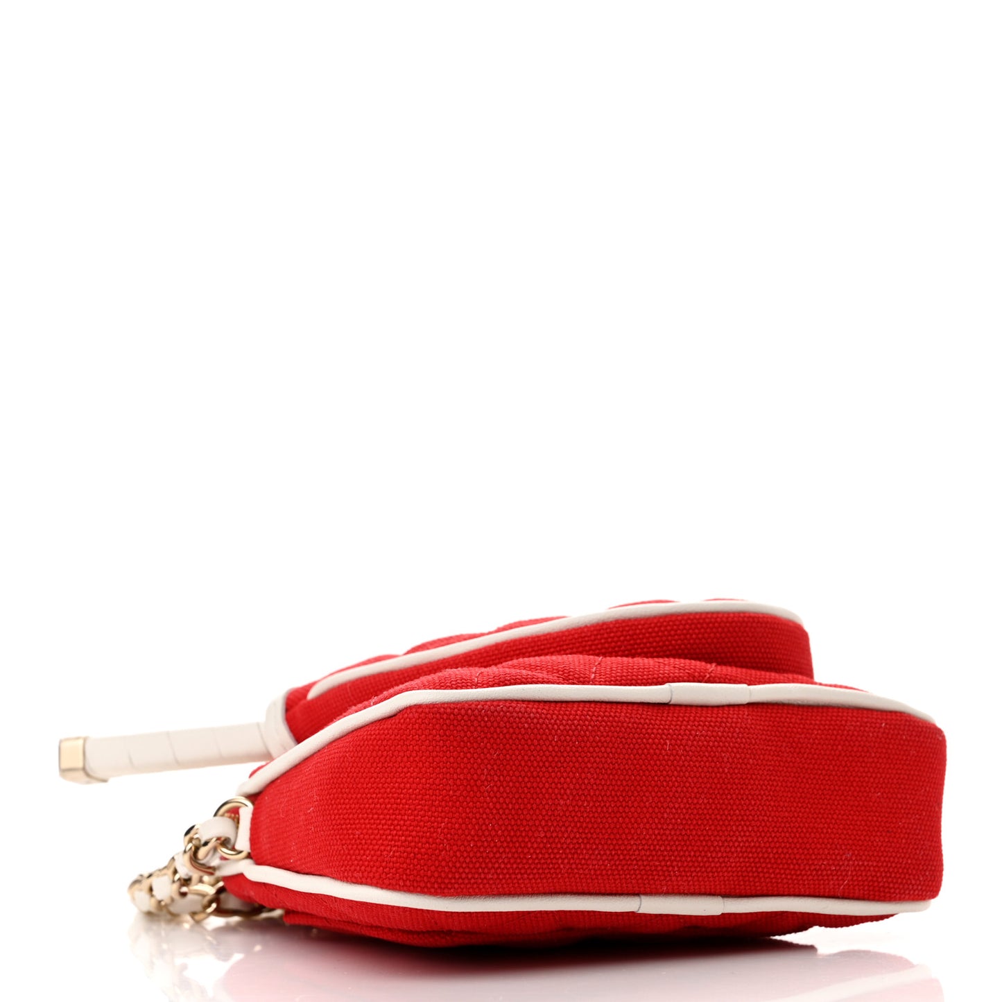 Canvas Calfskin Tennis Racket Clutch With Chain Red White