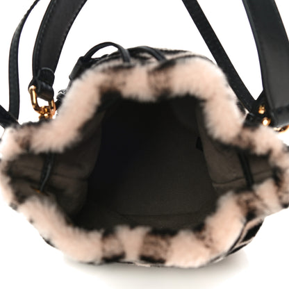 Fendi Shearling F is Fendi Macro FF 1974 Diagonal Mini Mon Tresor Bucket Bag Light Rose Black 5 of 10