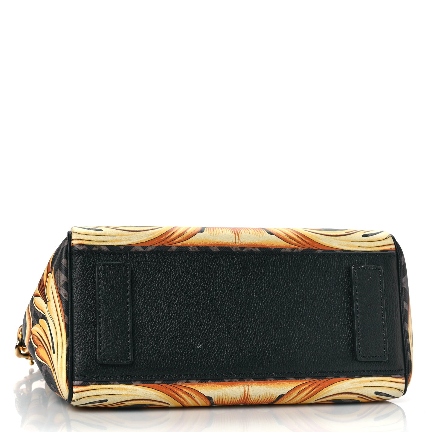 X FENDI Grained Calfskin Fendace La Medusa Medium Top Handle Bag Black Multicolor